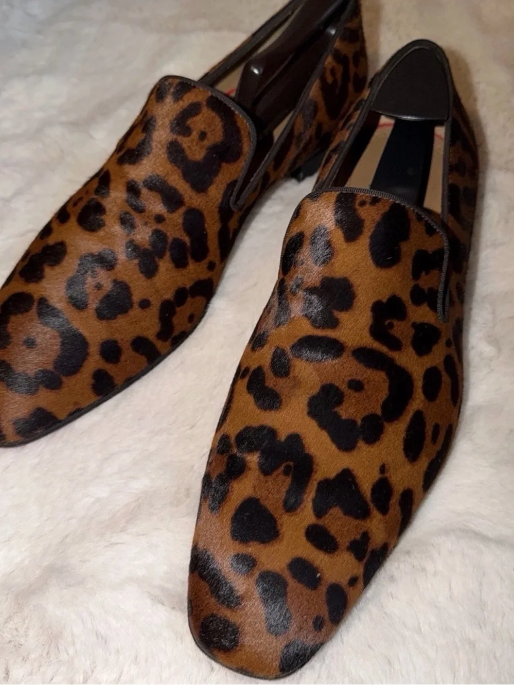 Men’s sz 11 Christian Louboutin dandelion leopard calf hair loafers